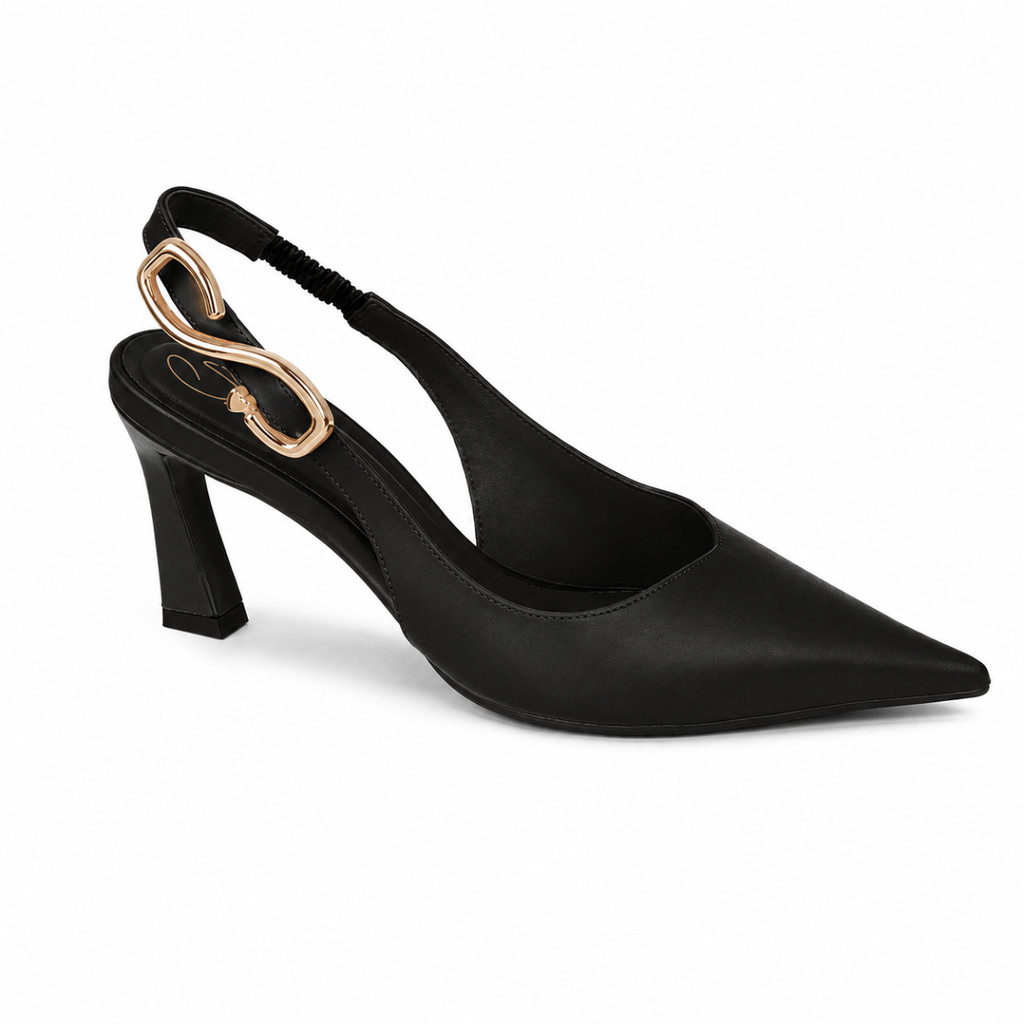 Scarpin Simone Mendes Bebecê Slingback Salto Taça Bico Fino