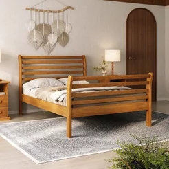 Cama Gondola Casal Madeira Maciça Marrom/Mogno/Mel Casal