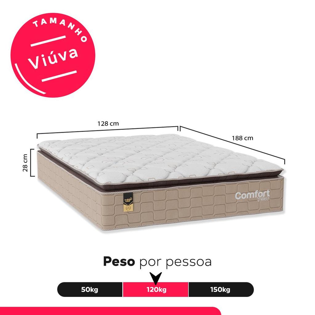 Colchão Viúva Comfort Class Pillow Top 128x188x28cm - Bege - e-Shop Casa — imagem 2 de 2