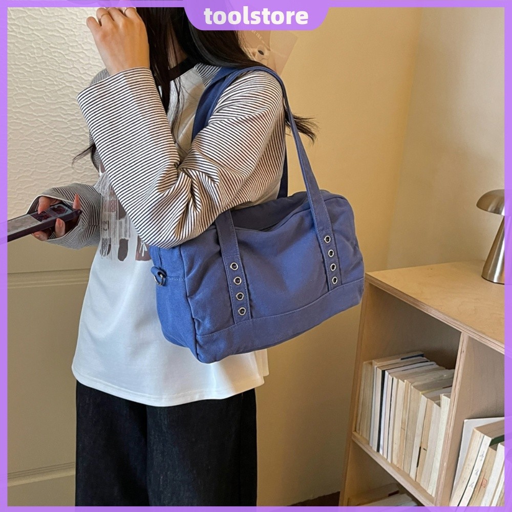 Bolsa De Ombro Feminina De Lona Casual Crossbody Leve Alça Ajustável Diária [toolstore.br]