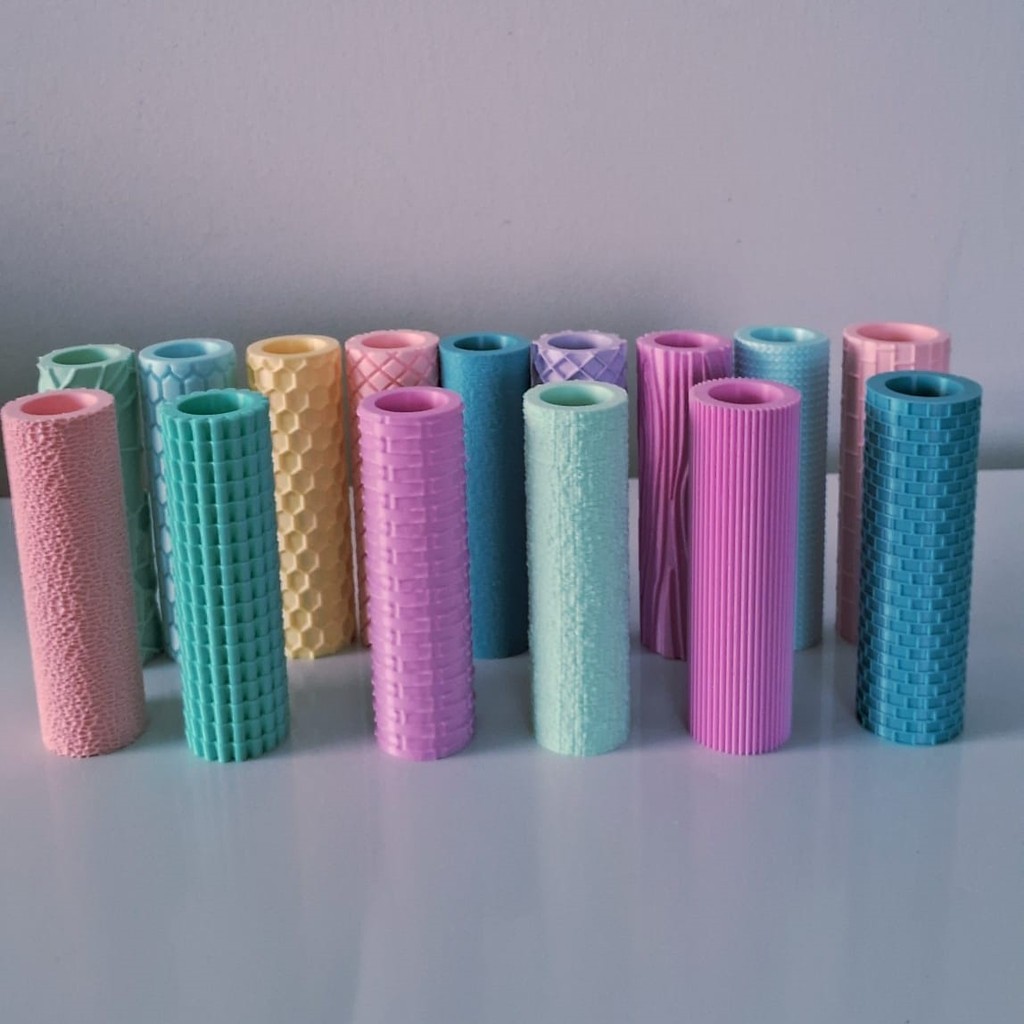 Rolos de Textura 12cm Colorido para Artesanato em Biscuit e Cerâmica Impressão 3D