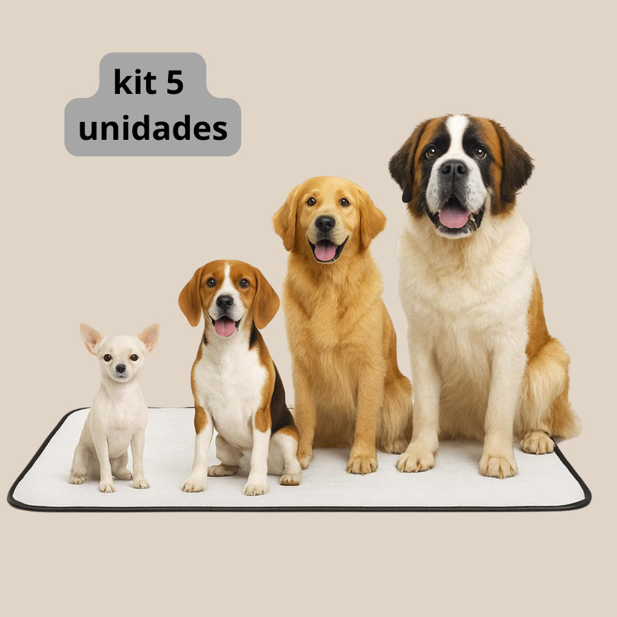 Tapetes higiênicos Absorvente lavável reutilizável Kits 5 unidades para pet educador anti vazamento 40X50 Cm