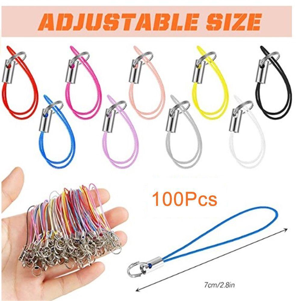 100Pcs Cellphone Charm Cords Handmade DIY Materials Lanyard Phone Ring Strap