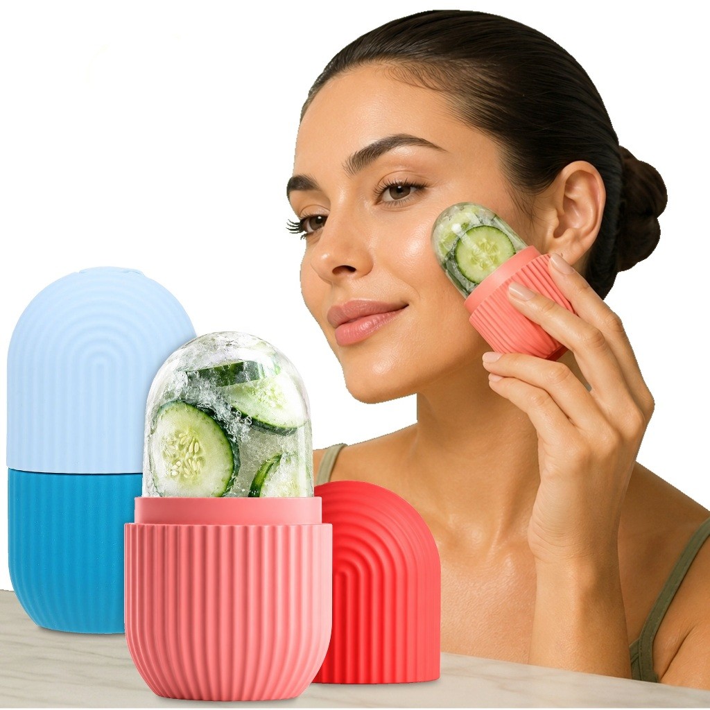 Massageador Silicone Facial Molde Gelo Ice Skin Care Rolinho Reutilizável Alivia Inchaço Rosto Olhos