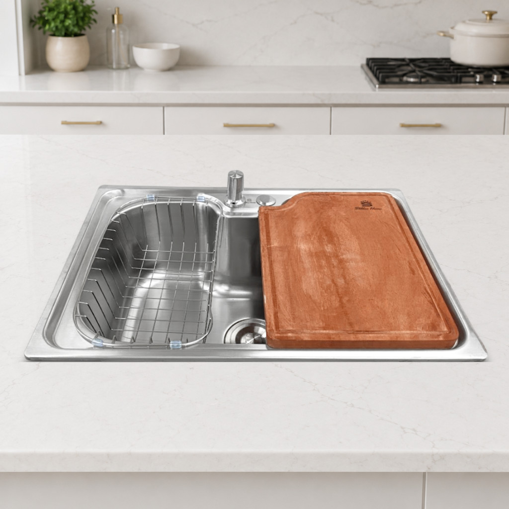 Cuba Gourmet Cozinha Aço Inox 60x42cm Com Tábua De Corte Dispenser e Escorredor