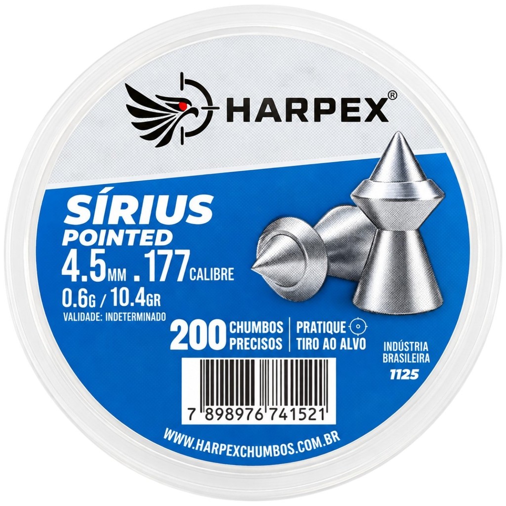 Chumbinho Harpex Sírius Pointed Impacto e Perfuração 4.5mm (.177) - 200un