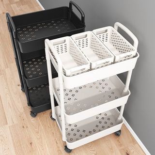 Carrinho móvel multicamadas para chão, prateleira para cozinha, cesta de vegetais, banheiro, lanche, carrinho de armazen