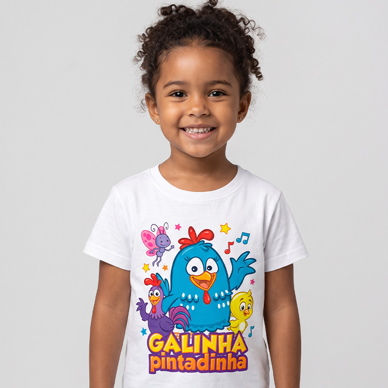 Camiseta Infantil Dia de Brincar - Camisa Dia Das Crianças Estampa Galinha Pintadinha 100% Algodão