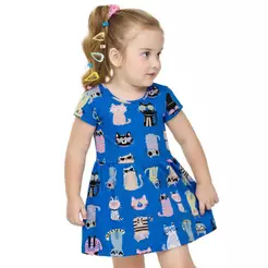 Vestido Curto Infantil Menina Lúdico Elian Azul
