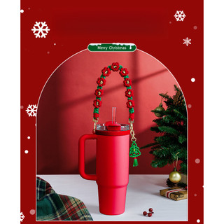 Garrafa térmica corda de Natal tecida à mão