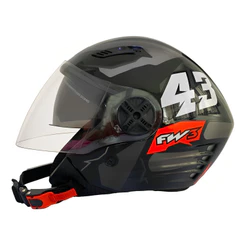 Capacete Para Moto X OPEN 43 Aberto Com Óculos Solar Interno Grafite com Preto Tamanho 58 - FW3