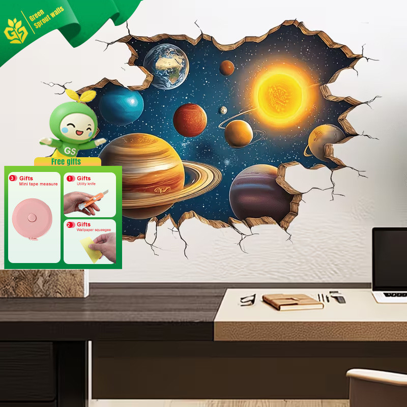 3D sentimento tridimensional parede quebrada adesivo plano quarto das crianças cabeceira decoração de parede pintura gal