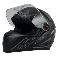 Capacete para Moto Fechado GT2 Preto Fosco com Viseira Cristal e Narigueira Alta Tamanho 58 - FW3