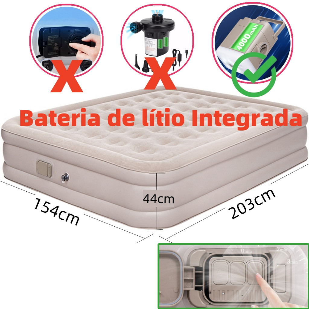 Barraca Camping+Colchão Inflável Casal JOYFOX Cama Com Bateria De Lítio Integrada 203*154*44cm — imagem 2 de 2