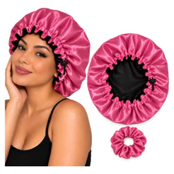 Touca de Cetim Grande 68cm Dupla Face com Regulador Anti Frizz para Cabelos Cacheados Crespos Tranças