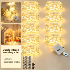 2/5/10/20Kit Cordão De Luz LED 2Metros/Fio De Fada De Cobre mini Adequado Para Quartos , Casamentos , Festas , Decoração