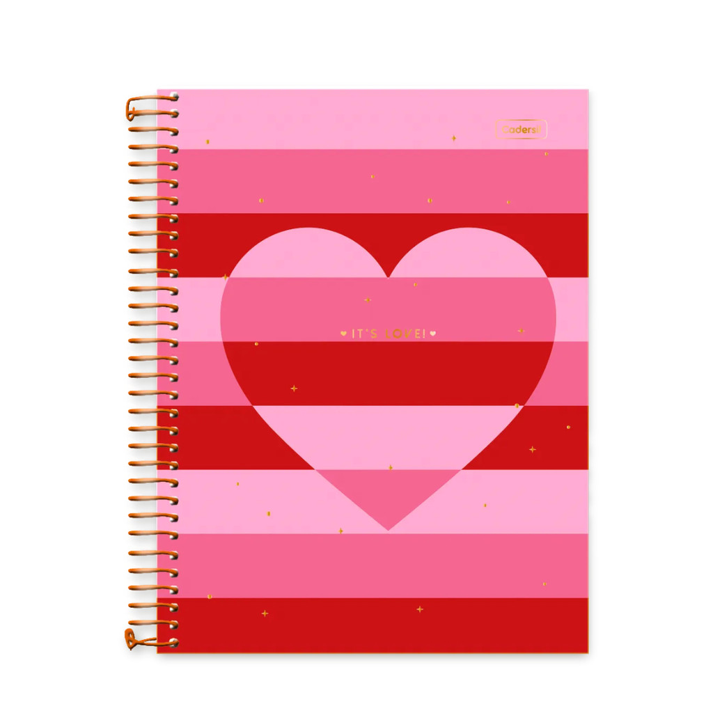 Caderno 10 Matérias Colegial it's Love! 160 Folhas - CADERSIL Capa:Listrado