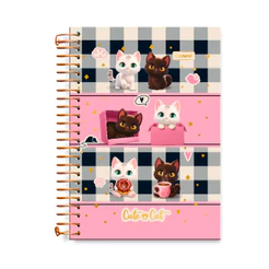 Caderno Colegial 10 Matérias 160 Folhas Cute Cat - CADERSIL Capa:Turma