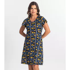 Vestido Curto Feminino Helanca Estampado Select Azul
