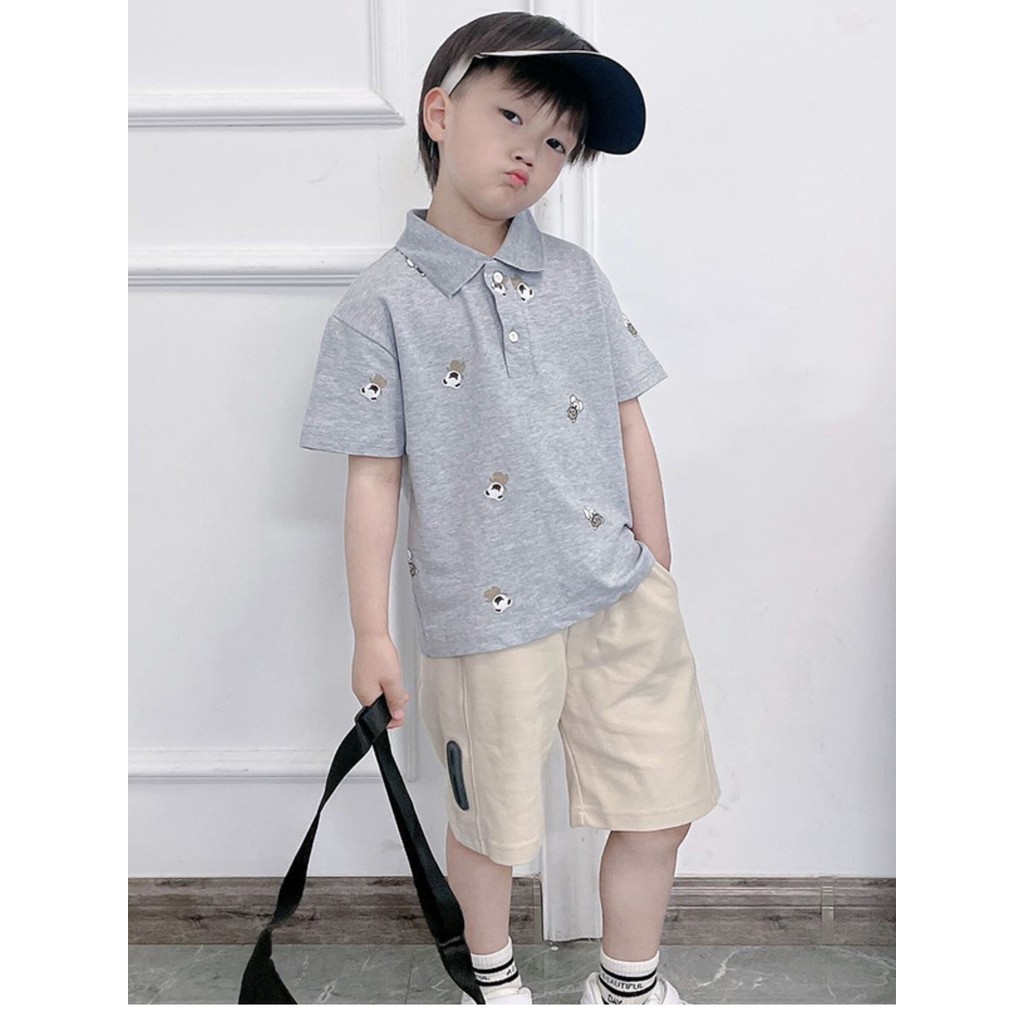 Crianças impressão completa dos desenhos animados camisa polo de manga curta 2026 verão novo estilo médio grande menino 
