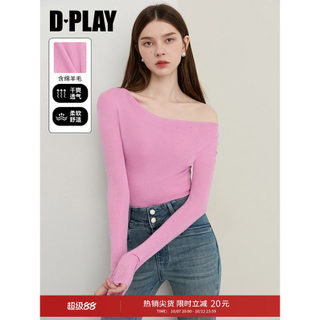 DPLAY Inverno Novo Estilo Suéter Rosa Feminino Bonito Moda Estilo Ocidental Slim-fit Top de Manga Comprida