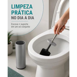 Escova de Vaso Sanitário Banheiro Privada Cinza Fosco