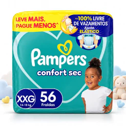 Fralda Infantil Pampers Confort Sec XXG 56 Unidades