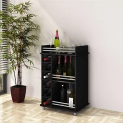 Adega Bar para 6 Garrafas 3 Prateleiras Ibiza Preto