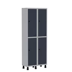 Armário Locker Guarda Volume Aço Light 4 Portas 69x179,5cm Azul e Cinza Cinza/Azul Delrei