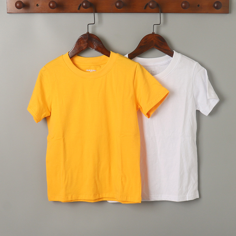 Comércio exterior médio grande crianças roupas de verão meninos meninas puro algodão manga curta camiseta meia manga mol