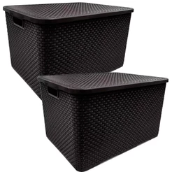Kit 2 caixas organizadoras com tampa 15 litros - Rattan - Arqplast