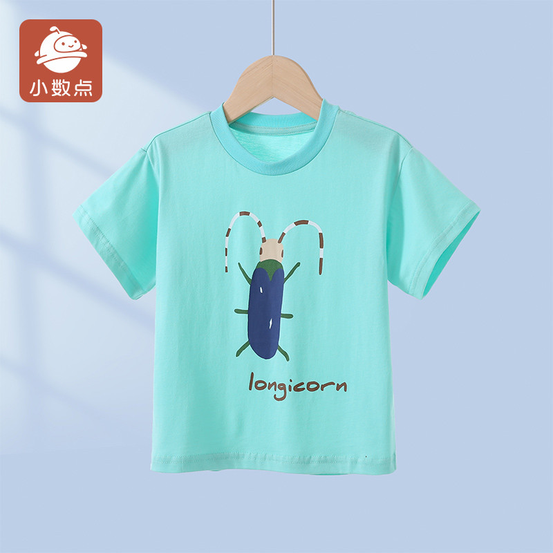 Pequenos pontos verão meninos camiseta de manga curta crianças verão meia manga versão coreana puro algodão fino topo be