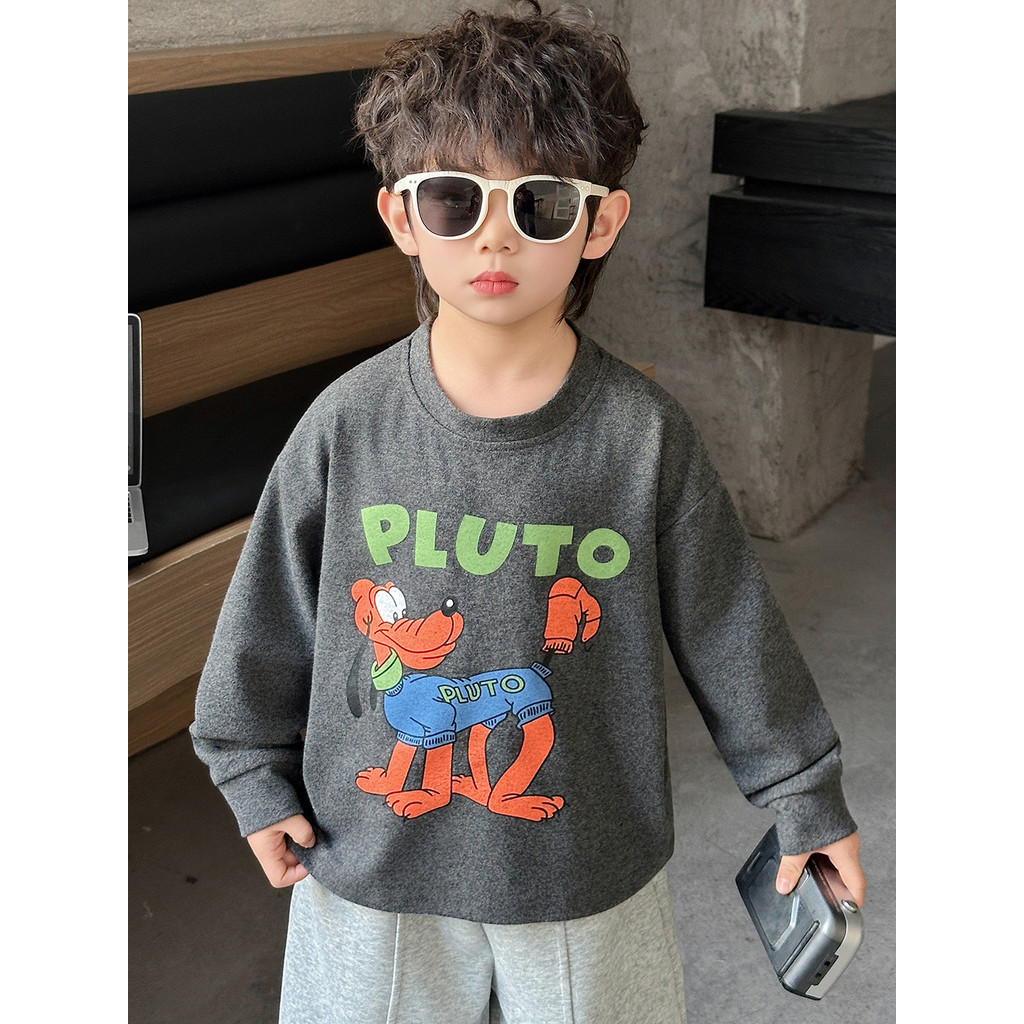 Meninos de manga comprida camiseta primavera outono estilo 2026 novo estilo crianças bebê versão coreana solta dos desen