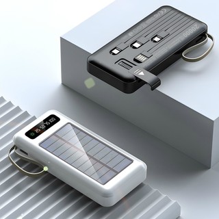 Carregador Portátil Power Bank Solar 10000/20.000mah Com cabos 5 Em1 LED lanterna SUPORTE…