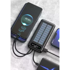 10.000mah Carregador Portátil Power Bank Solar Com cabos 5 Em1 LED lanterna