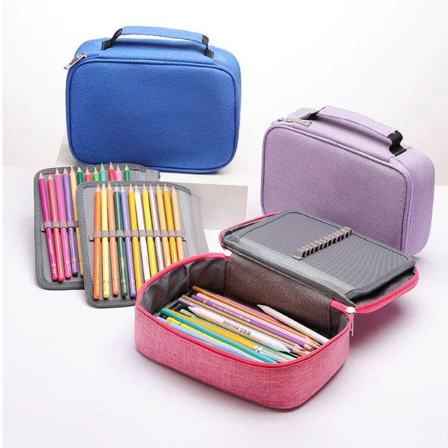 Estojo 72 Pens Escolar Box Nylon Com Alça Removível Feminino/Masculino Organizador Com Divisórias Zíper Infantil/adulto em Oferta na Shopee
