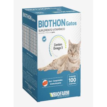 SUPLEMENTO VITAMÍNICO, AMINOÁCIDO E MINERAL PARA GATOS BIOTHON BIOFARM 100 comprimidos