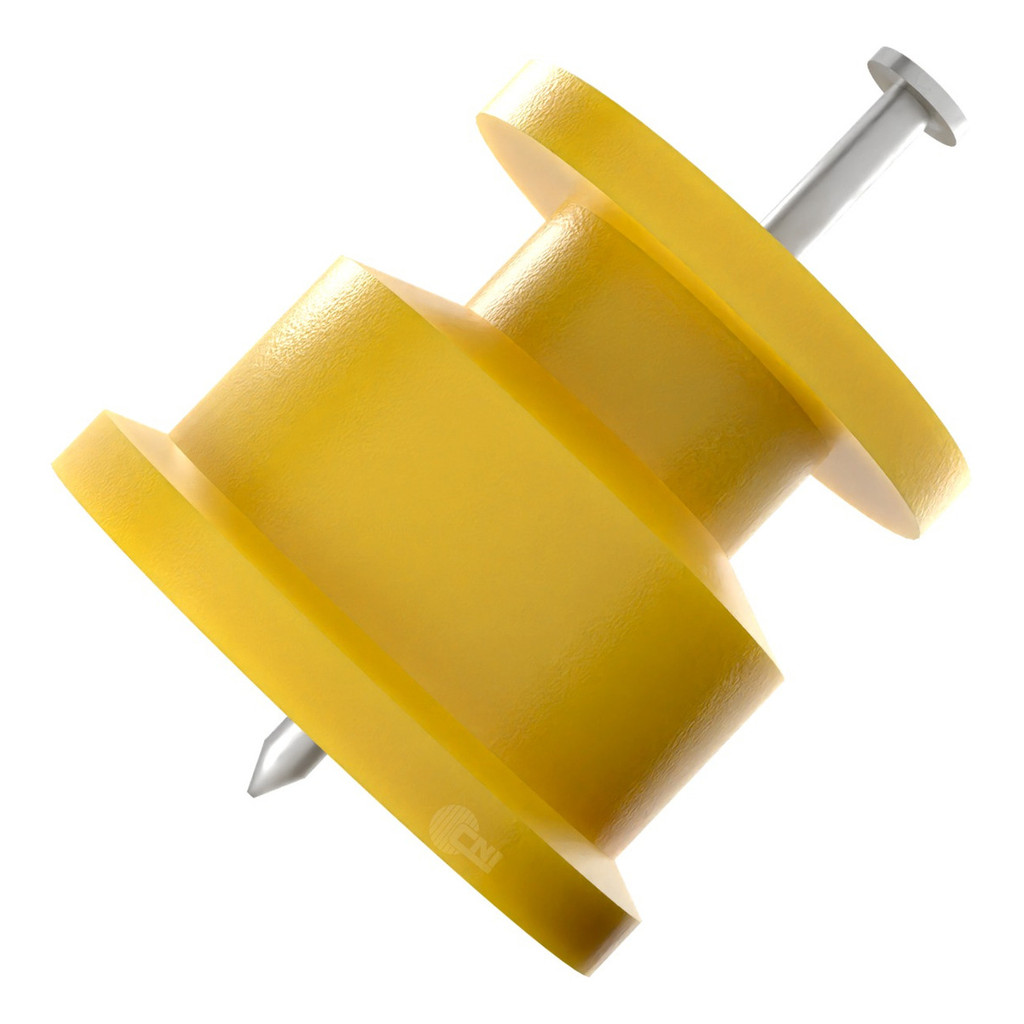 25un Isolador Roldana 30x30 Com Prego Cerca Elétrica Anti-UV Fixação Rural Amarela Uso Rural
