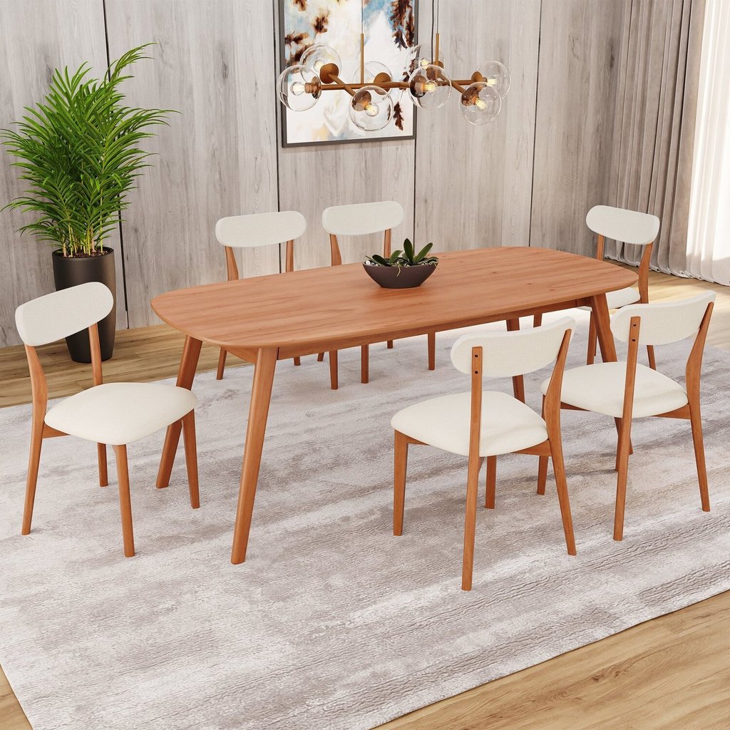 Conjunto Sala de Jantar Mesa 180x80cm Tampo em Mdf Laminado 6 Cadeiras Ceci Yescasa 180