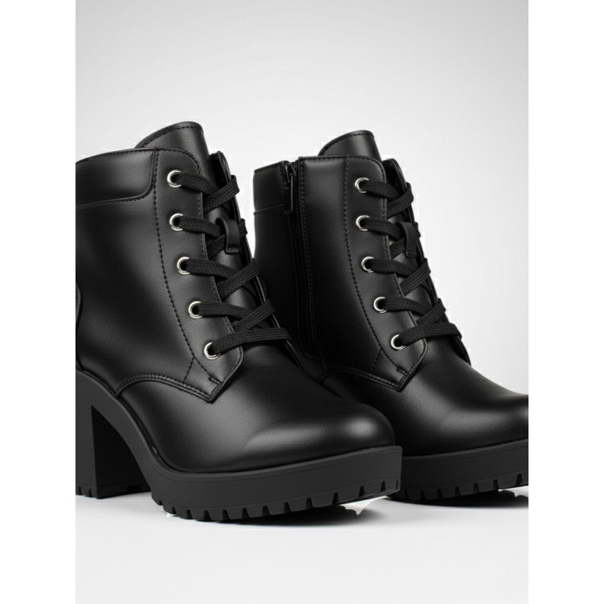Bota Feminina Coturno Salto Alto Blogueira Bota Macia Tratorada Feminina Cano Médio