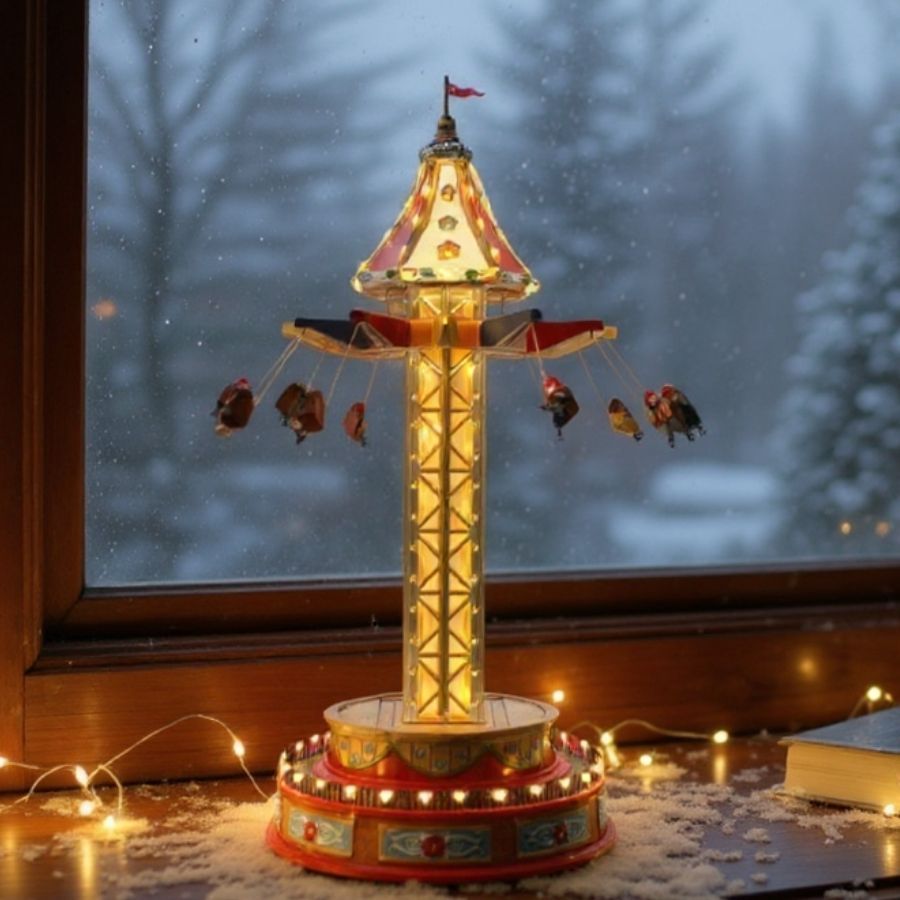 Cenário De Natal - Brinquedo de Parque de Diversão com Som , Luz e Movimento - 29x29x55cm - 1 unidade