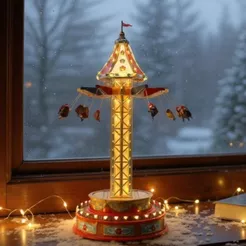 Cenário De Natal - Brinquedo de Parque de Diversão com Som , Luz e Movimento - 29x29x55cm - 1 unidade