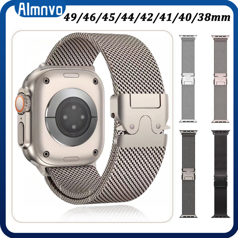 Pulseira Strap De Metal Aço Milanesa Para Relógio Smartwatch Ultra 3 2 Series 11 10 9 8 7 SE 6 IWatch 46 42 41 45 49mm