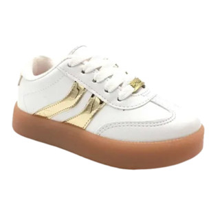 Tênis Casual Infantil Feminino Molekinha Branco Dourado Leve em Oferta na Shopee