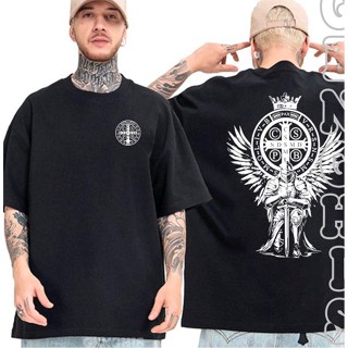 [Camiseta Premium em Algodão Puro]GXG Camisa Medalhão de São Bento Fé Catolica Proteção Camiseta Basica e Oversized Unis em Oferta na Shopee