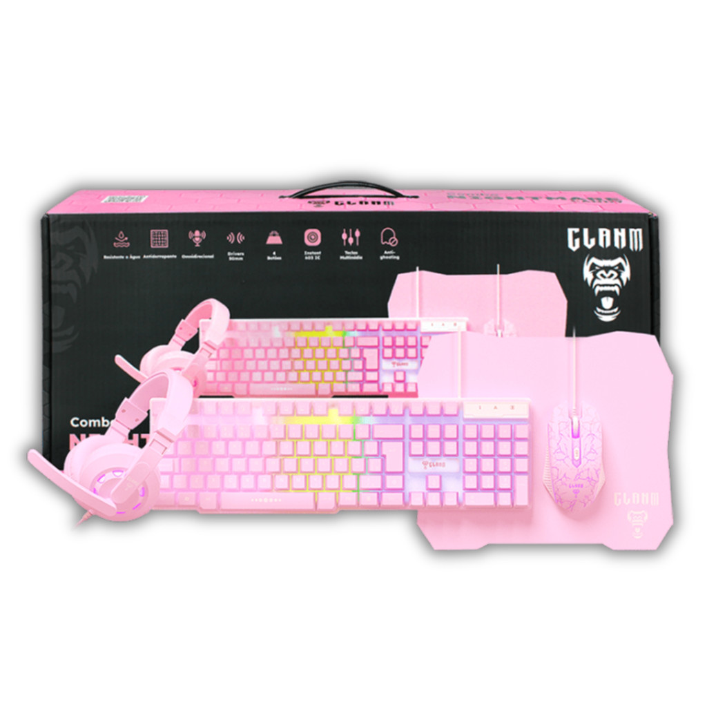 Combo Gamer Nightmare Candy Mouse Teclado Headset Mouse Pad