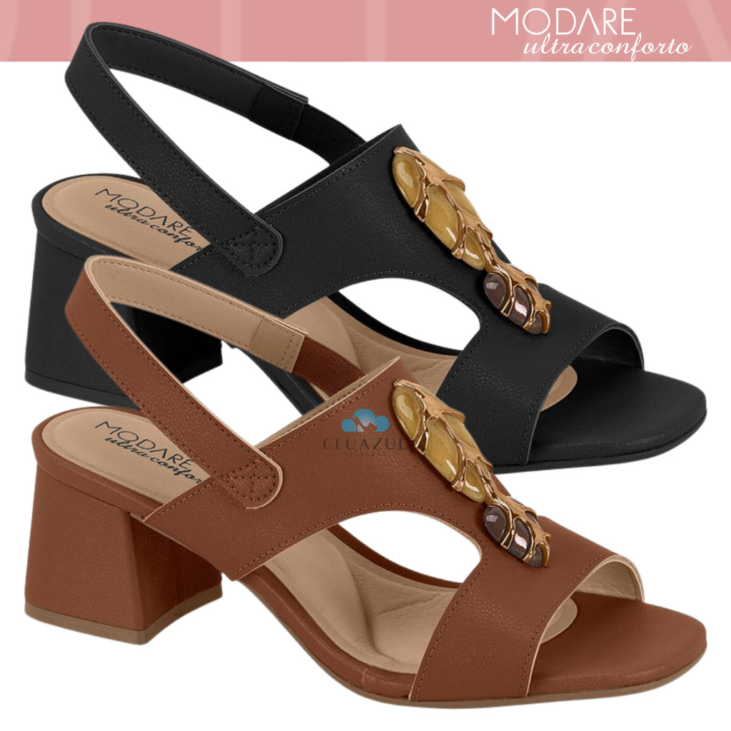 Sandália Modare Feminina Salto Bloco Conforto Pedrarias Ultraconforto em Oferta na Shopee