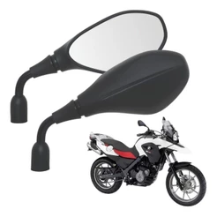 Par Retrovisor Moto Modelo BMW GS 650 F800 Universal Honda Preto com Haste Curta Reforçada