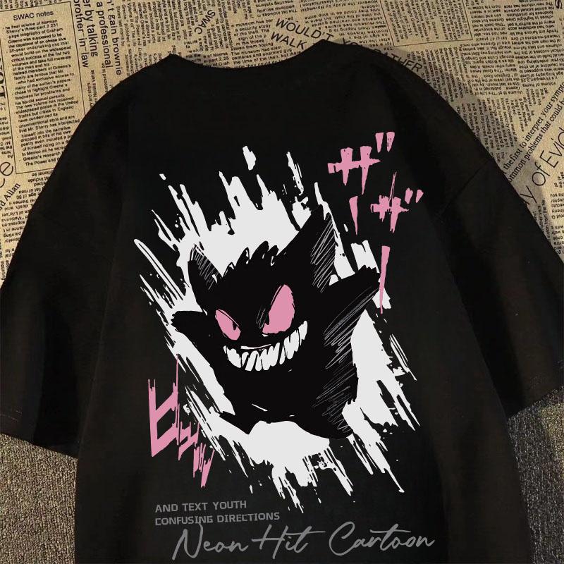 Camiseta Unissex Oversized Plus Size Feminina Masculina Preta Unissex, Design  Personagem de Anime Estilizado e Texto "N