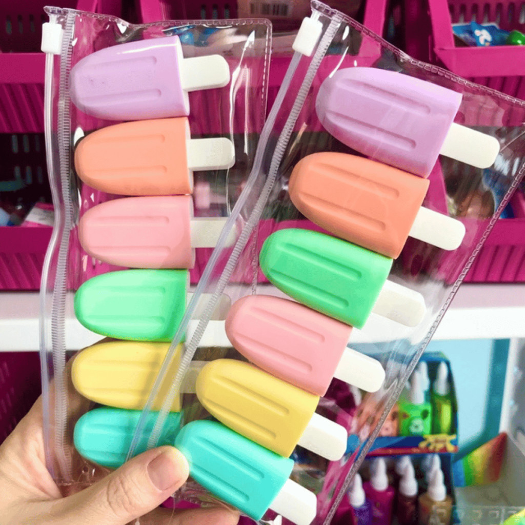 6 Cores Marca Texto Novidade (-Picolés 2.0 Nao Comer-) em Oferta na Shopee